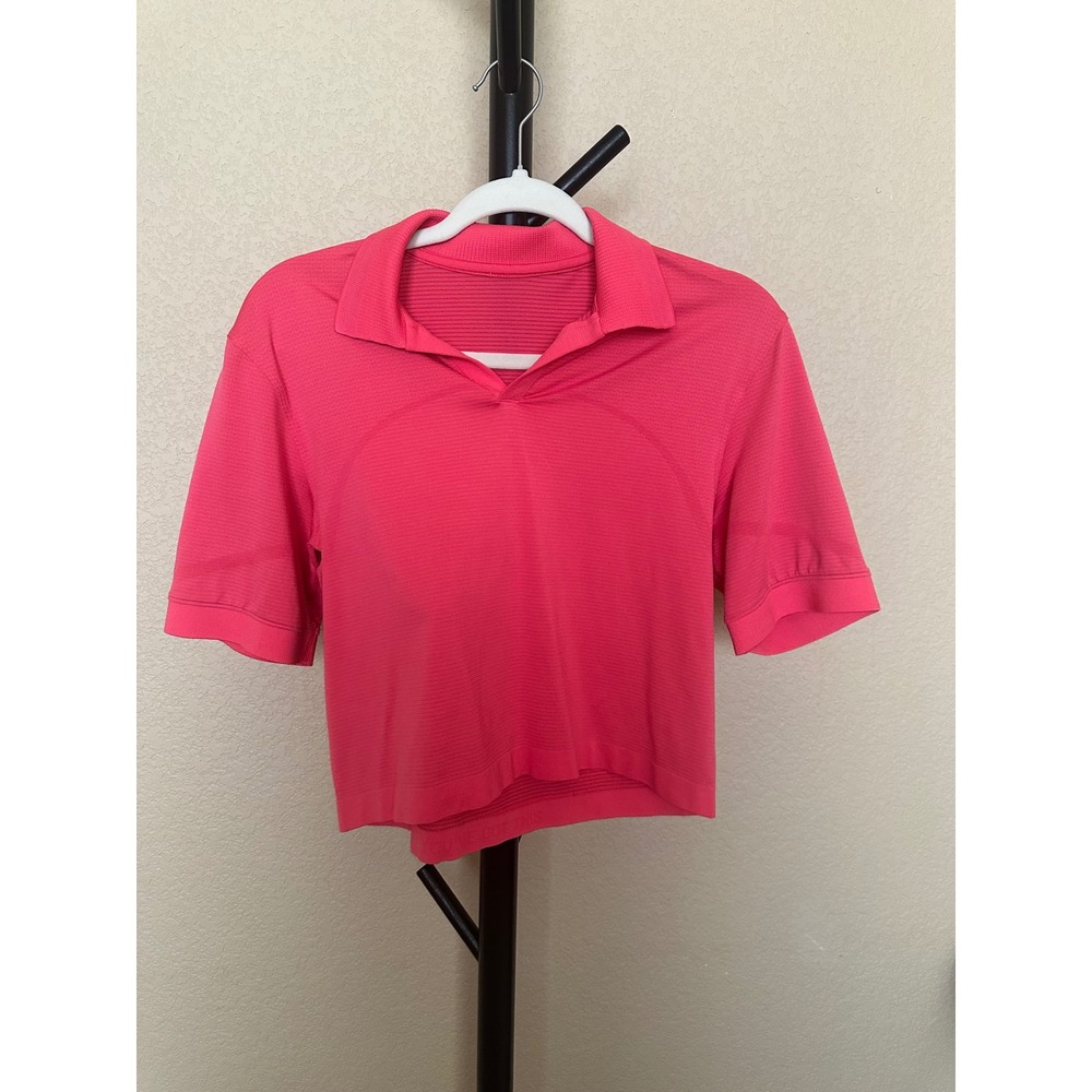 Lululemon Swiftly Tech Short Sleeve Polo Shirt Pink Cropped Athletic Top Womens